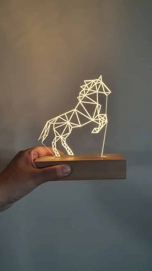 Direnlampje paard Ledlamp Ledbase Plexi nachtlampje