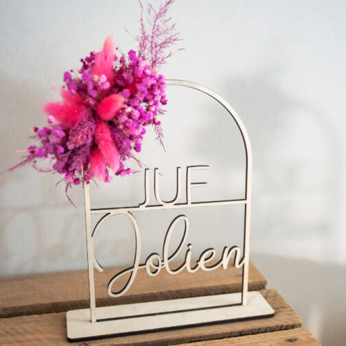 Boogje met droogbloemen cadeau einde schooljaar Juf